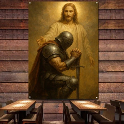 Knights Templar Jesus Posters Prints Crusaders Hangings Flag Home Decor Banner - Image 1 of 4