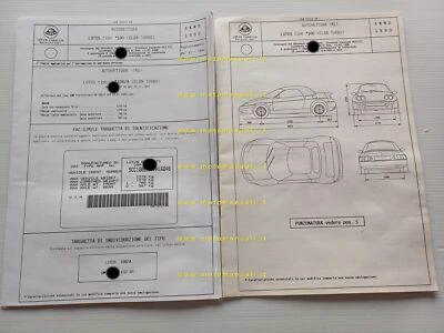Lotus Elan Turbo 1990 scheda omologazione DGM Motorizzazione Facsimile - Immagine 1 di 3