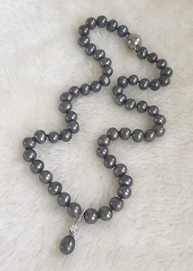 Collar de perlas reales de plata 925 con ranura magnética 44cm (B) - Imagen 1 de 8