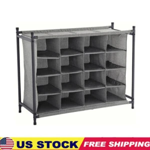 4-Tier 16 Cubby 16 Pairs Shoe Organizer Shoe Racks Storage Stackable Home New - Picture 1 of 6
