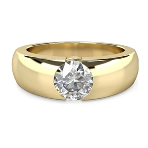Round Cut 1.00 Ct Lab Grown Diamond Ring for Wife 14K Yellow Gold Size 6 - Picture 1 of 5