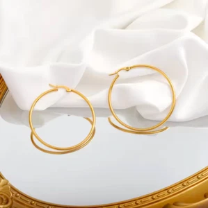 Pendientes Oro Amarillo 750 18k Pendientes 40mm x 2mm 5,81g Oro PL - Imagen 1 de 6