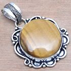 Pendant Tiger's Eye Gemstone Gift For Her 925 Silver Jewelry 1.5"