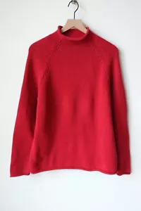 Womens J Crew Oarsman Fisherman Rollneck Sweater Medium Red Cotton 90s Y2K - Picture 1 of 4