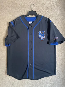 Majestic MLB Baseball Jersey XL NY Black New York Mets Vintage - Picture 1 of 10