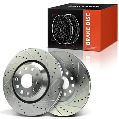 Rear Left & Right Side Drilled Brake Rotor for Volkswagen Tiguan Passat Audi  S3 - Image 1 of 4