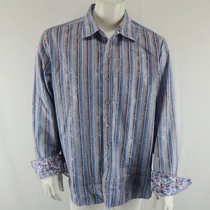 Robert Graham Flip Cuff Button Up Shirt Mens XXL 2XL Paisley Print 100% Cotton - Picture 1 of 12