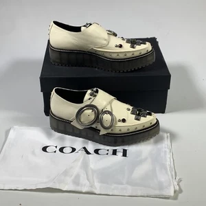 Coach Creeper Studded Leather Western Shoes G3399 Chalk Women’s Size 5.5 Punk - Picture 1 of 15