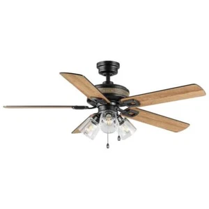 Home Decorators Collection Ceiling Fan 52" Residential w/ Light Kit Matte Black - Picture 1 of 12