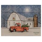 Wintry Weather Red Truck and Barn Pallet Art