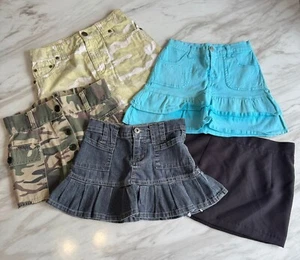 VTG 90s Y2K Girl Cloth Bundle Lot of 5 Cargo Camo Denim Ruffle Peplum Skirts 7-8 - Picture 1 of 24