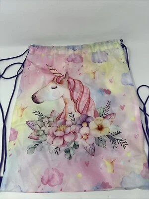 Mochila con cordón unicornio saco ceñido bolso escolar gimnasio yoga Foto 1 de 3