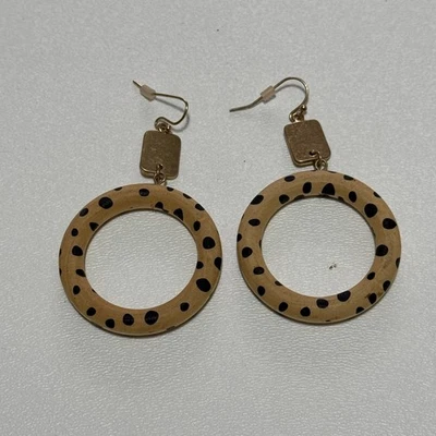 Boho деревянные серьги-кольца — в горошек заявление подвеской серьги, легкий - Изображение 1 из 3