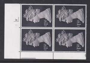 GB QE2 1977 Machin High Values £1.50 1A3B no dot plate block 4 UM MNH - Picture 1 of 1