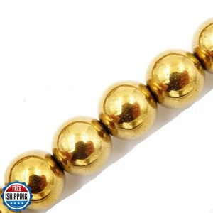 Gemstone Beads for Jewelry Making, Sold per Bag 5 Strands Inside, Gold Plate  - Picture 1 of 5