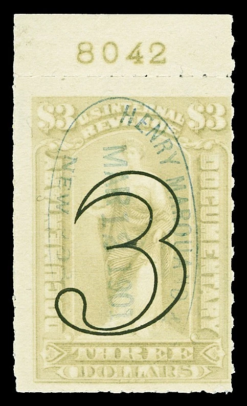 Scott R186 1900 $3.00 Gray Documentary Used Plate# Single F-VF Cat $15 - Image 1 of 1