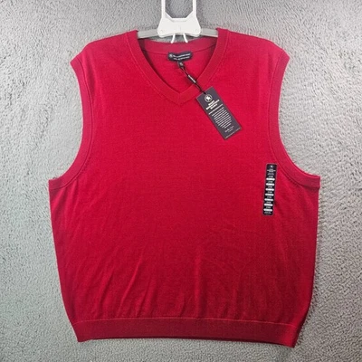 $89 NEW Hart Schaffner Vest Sweater Men 2XB V-Neck 100% Merino Wool Red - Image 1 of 4