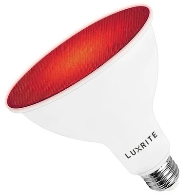Luxrite LED PAR38 Flood Red Light Bulb 8W=45W Damp Rated UL E26 Base - Image 1 of 4