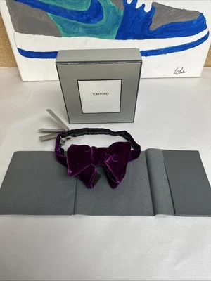 TOM FORD БАРХАТ ГАЛСТУК-БАБОЧКА ФИОЛЕТОВЫЙ ПИОН РЕГУЛИРУЕМЫЙ ПОДХОДИТ $360 - Изображение 1 из 4