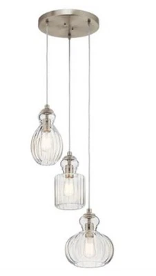 Colgante Kichler Lighting Riviera 10,25" 3 luces con vidrio acanalado transparente Foto 1 de 4