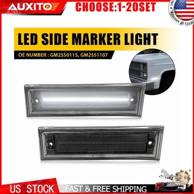 Luces LED delanteras laterales blancas humo para 81-91 GMC V1500 V2500 V3500 2-10X Foto 1 de 4