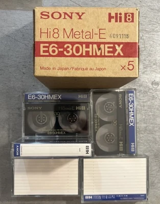 SONY Hi8 E5-30HMEX Professional Video cassette Metal-E  8 mm Lot Of 5 Open Box - Image 1 of 4