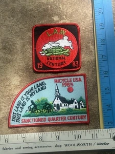 1980s Old Vintage Bike Patch Lot/2 LAW Nat’l Century, Sanctioned Quarter Century - Bild 1 von 6
