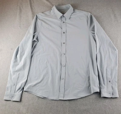 Camisa Vuori Bridge Para Hombre Gris Medio Rendimiento Abotonada Manga Larga Elastizada  Foto 1 de 4