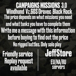 World Of Tanks | Campaign Missions 3.0 | Windhund,  Dravec, Black Rock | WOT - Picture 1 of 1