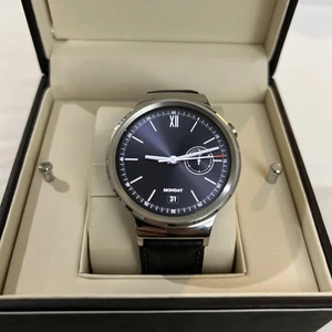 Montre Huawei en acier inoxydable avec bracelet cuir suture noir - 42 mm classique 1er - Photo 1 sur 12