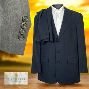 Bill Blass USA Made 2 Piece Suit Mens 44R 38x31 Gray Striped Wool Three Buttons - Picture 1 of 16