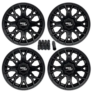 12" RockTrix RT104 12x7 4x156 ATV Wheels Rims, 4+3 offset, Includes 3/8"x24 Nuts - Picture 1 of 8