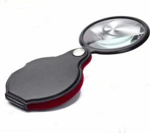 3pcs 8X Glass Lens Pocket Magnifier with Leather Pouch Folding Magnifying Tool - Picture 1 of 3