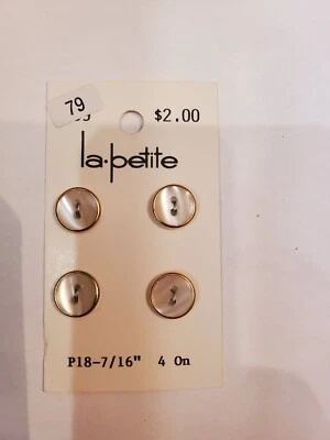 La Petite Buttons White in Gold Fancy Shirt Ring 7/16" 4-Pack  - Image 1 of 2