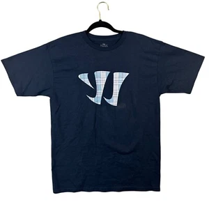 Warrior Sports Navy T-Shirt Men's Size M Plaid Logo Lacrosse Hockey NWT - Picture 1 of 9