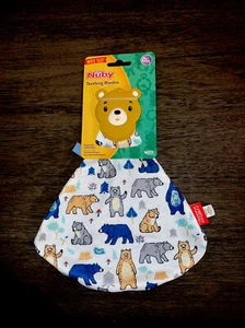 NEW - Nuby Teething Blankie with Silicone Bear Teether (Blue with Bears) - Picture 1 of 4