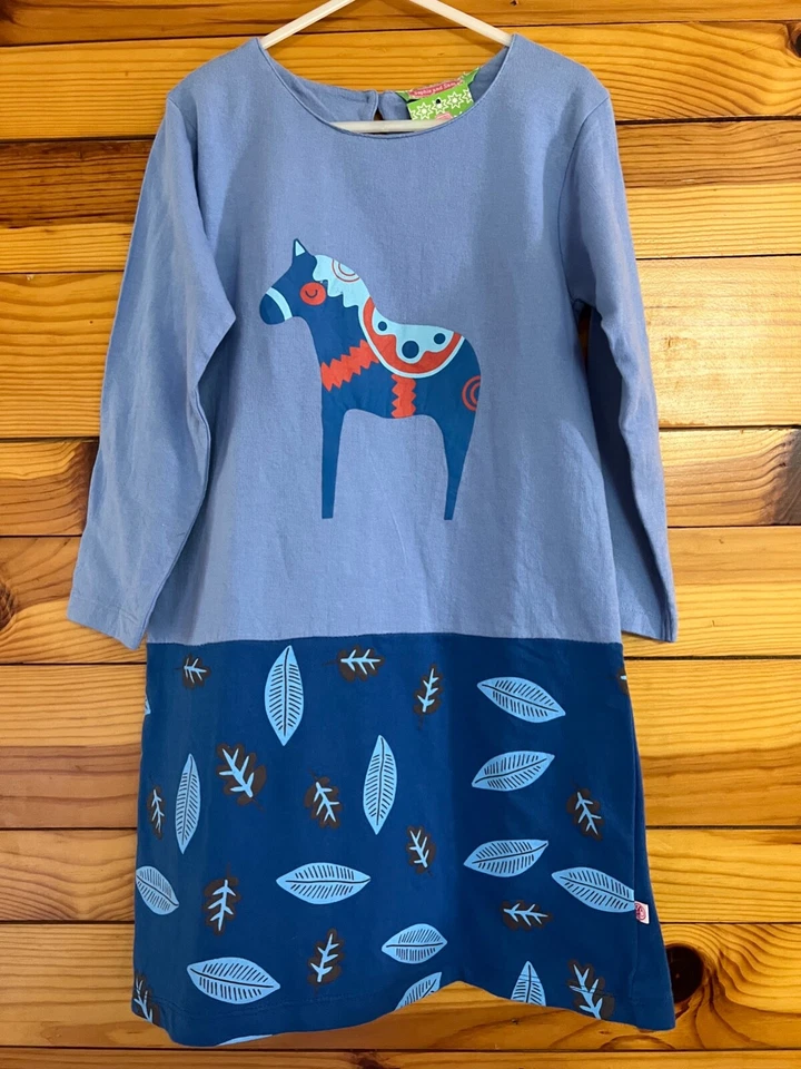 Nuevo con etiquetas Vestido Sophie and Sam Dahl Caballo y Hojas Niñas Periwinkle y Azul Real Talla 5 Foto 1 de 1