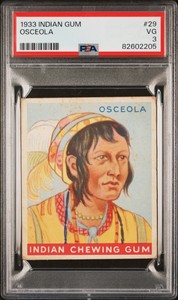 OSCEOLA - 1933 Goudey Indian Gum Series of 48 RED Banner SSP #29 - PSA 3