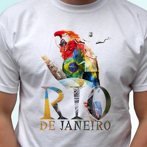 Rio De Janeiro white t shirt parrot tee top Brazil design mens womens kids baby - Picture 1 of 5