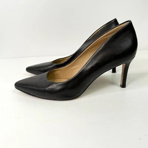 Country Road Size 41 10 Aus Black Leather Classic Pointed Toe Heels - Picture 1 of 24