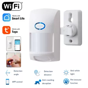 Tuya Smart WiFi Infrared Detector PIR Motion Sensor Home Security Google Alexa - Picture 1 of 10