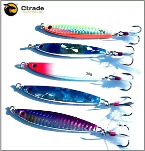 5 x 30g Ctrade Australia Fishing Lures Metal Slice Micro Jigs Lead Slug Quality - Picture 1 of 7