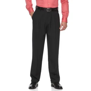 Croft and Barrow Dress Pants Men 48x34 Classic Fit Easy Care Pleated Black - Picture 1 of 1