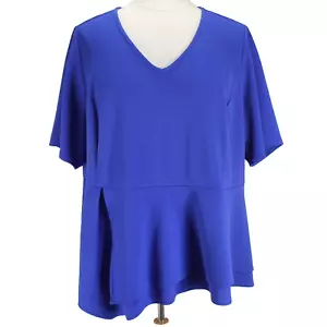 Top Lane Bryant para mujer talla 26/28 azul real manga corta cuello en V dobladillo asimétrico - Imagen 1 de 8