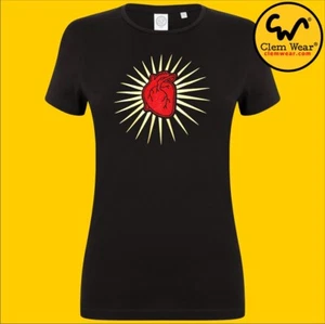 Damen Tee HERZ STRAHLEN T-Shirt T-Shirt LOVE Glitzer Gold Bluse Sonnenschein Positiv - Bild 1 von 7