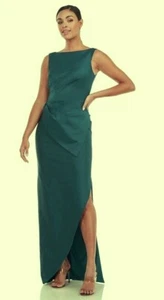 Kay Unger Ink Blue Felix Pleated Waist Column Gown Size 18 $318 - Picture 1 of 3
