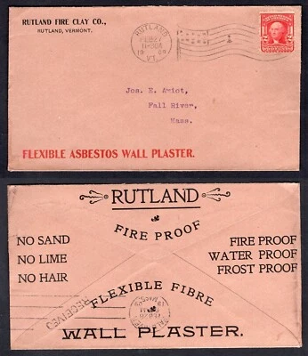 USA Rutland Vt 1909 Flag on Fire Clay Co Advertising Cover - Image 1 of 3