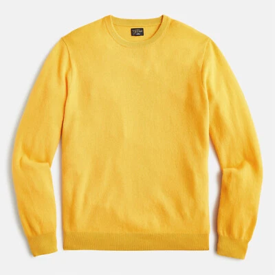 Nuevo con etiquetas Suéter J Crew 100% Cachemira Cuello Redondo en Oro Amarillo Girasol Picante Foto 1 de 2