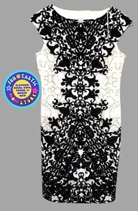 WOMENS COCKTAIL PENCIL DRESS. Sz 10 BLACK TAN. LONDON TIMES BRAND. SIZE ZIPPER.  - Picture 1 of 4