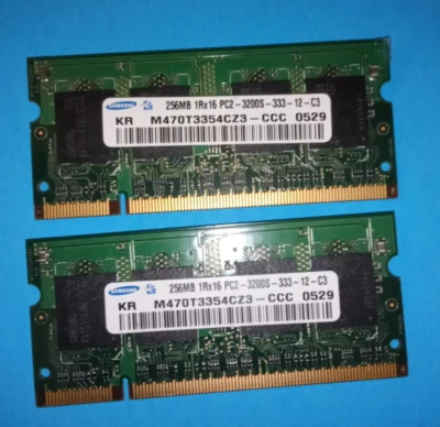 2 SAMSUNG 256MB LAPTOP MEMORY Sticks RAM PC2-3200S 333mHz SO-DIMM - Image 1 of 3